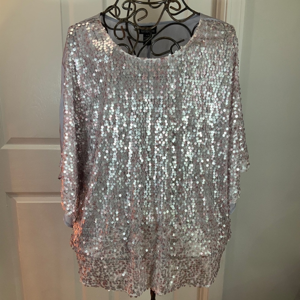 Lane Bryant Silver Sequin Party Holiday Top Plus Size 14/16